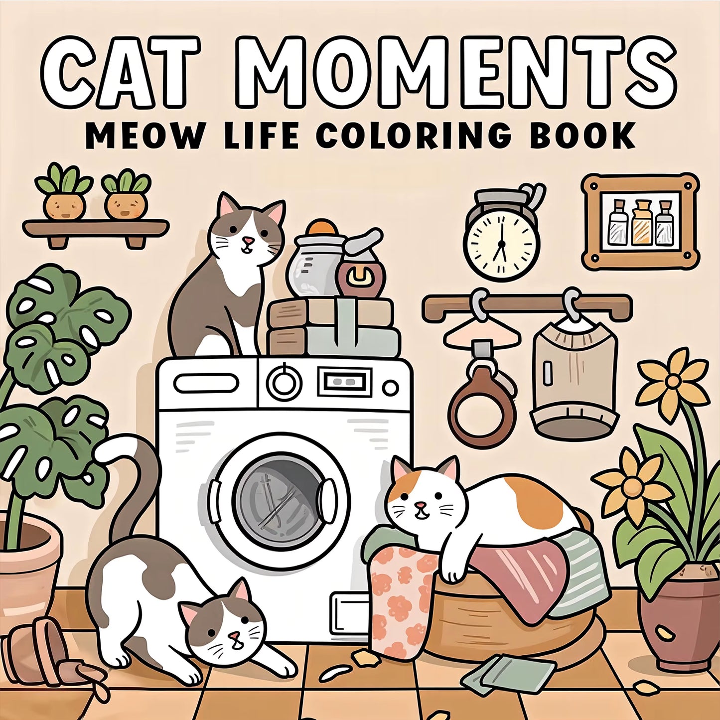 CAT MOMENTS Bold-Easy Patterns Coloring Book for Adults Cute Drawing Book Perfect Gift for Party and Birthday