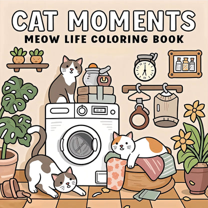 CAT MOMENTS Bold-Easy Patterns Coloring Book for Adults Cute Drawing Book Perfect Gift for Party and Birthday