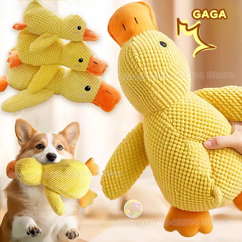 Cartoon Yellow Duck Dog Toy S/M/L Plush Companion Sleeping Ducks Bite Resistant Teeth Grinding Sound Relief Duck Sound Pet Toys