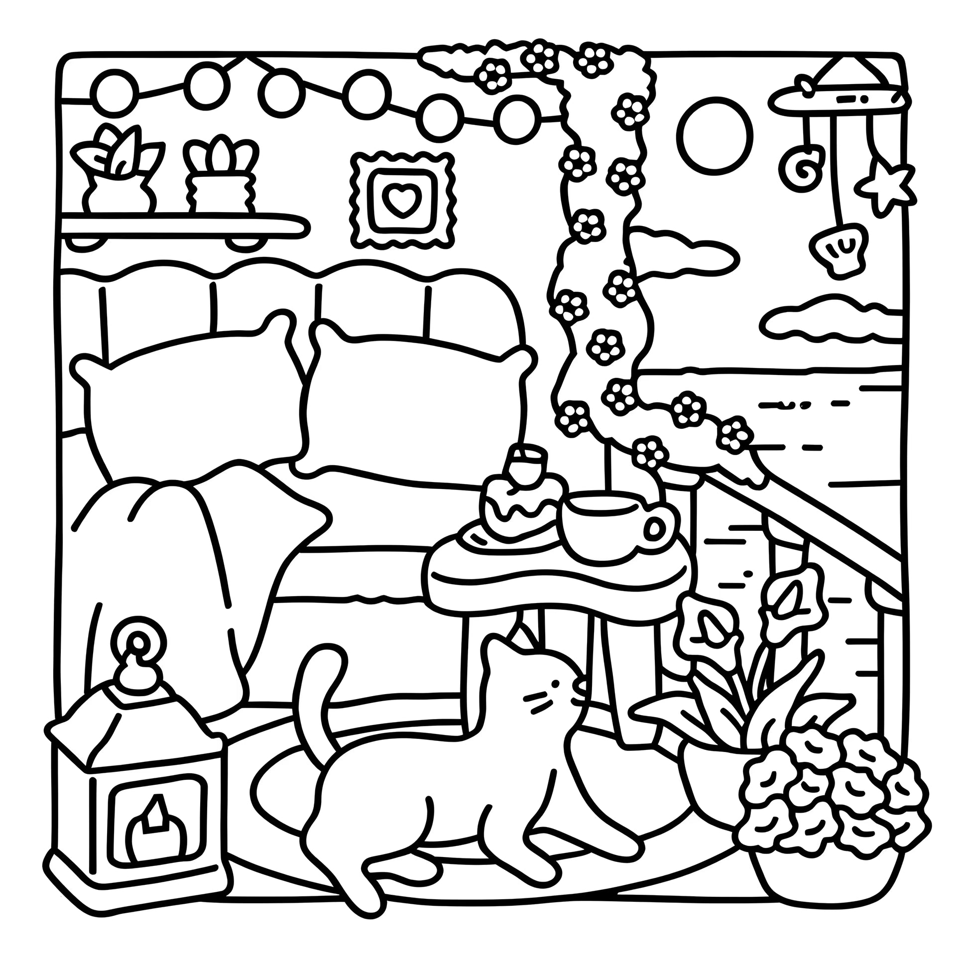 CAT MOMENTS Bold-Easy Patterns Coloring Book for Adults Cute Drawing Book Perfect Gift for Party and Birthday