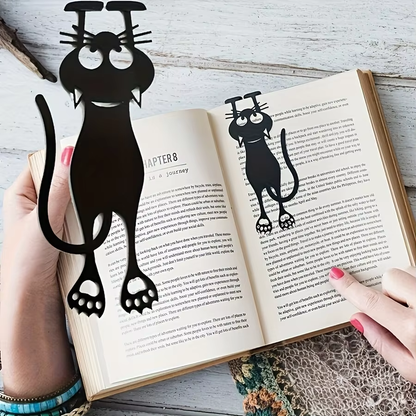 Charming Hollowed-Out Black Kitten Acrylic Bookmarks - Ideal Gift for Book Lovers (1-5 Pcs)