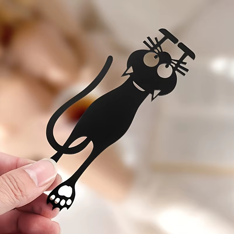 Charming Hollowed-Out Black Kitten Acrylic Bookmarks - Ideal Gift for Book Lovers (1-5 Pcs)