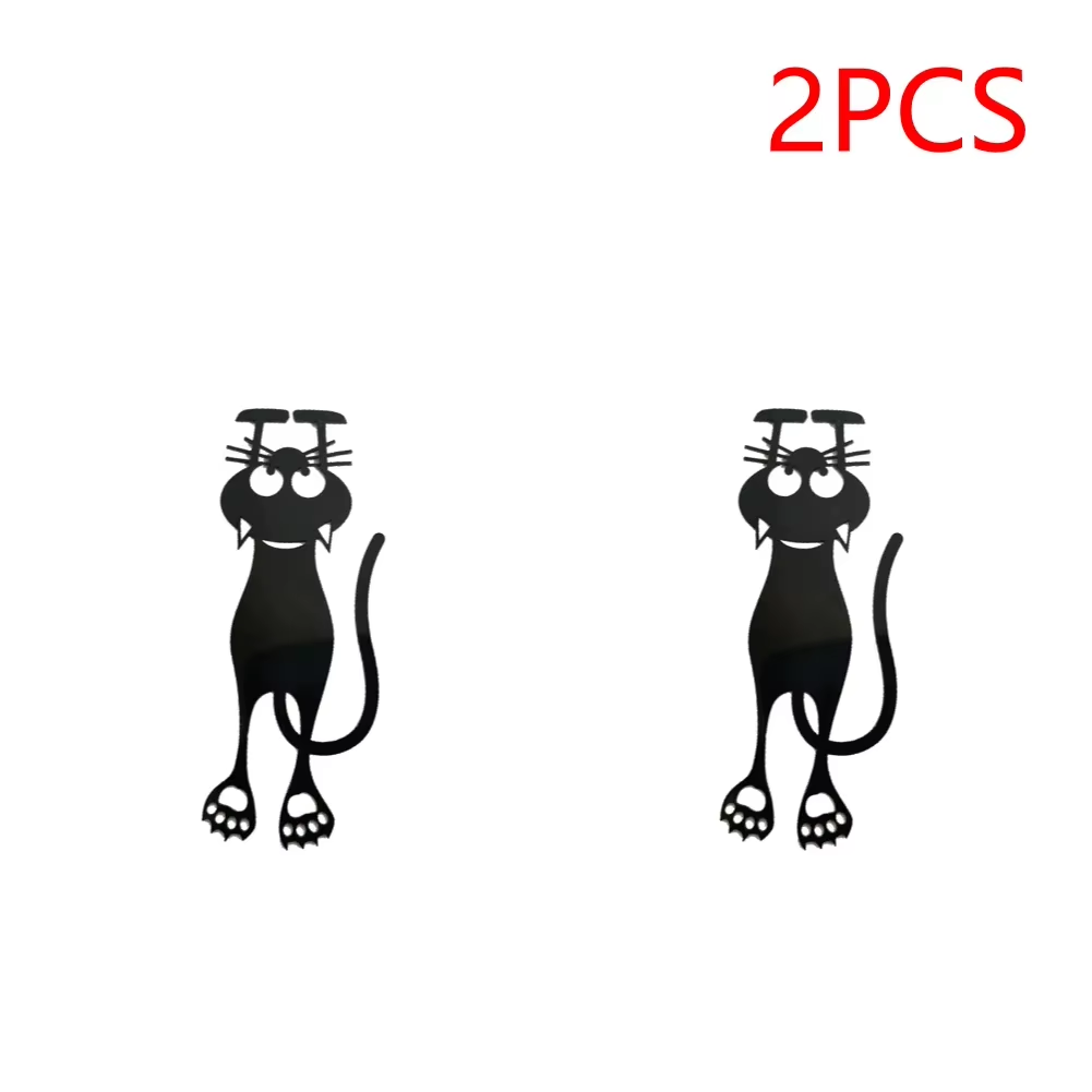 Charming Hollowed-Out Black Kitten Acrylic Bookmarks - Ideal Gift for Book Lovers (1-5 Pcs)