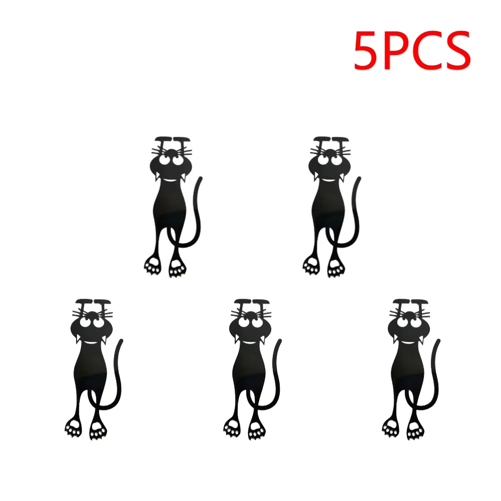Charming Hollowed-Out Black Kitten Acrylic Bookmarks - Ideal Gift for Book Lovers (1-5 Pcs)