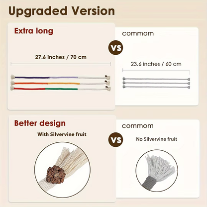 Interactive Catnip Cotton Chew Toy - Teeth Cleaning & Nibbling Exercise for Indoor Cats