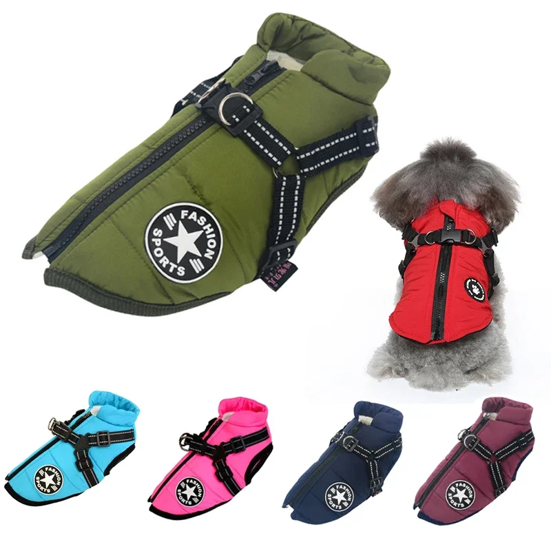 Premium Waterproof Winter Dog Jacket with Harness - Perfect for Large Breeds like Labradors, French Bulldogs, and More!